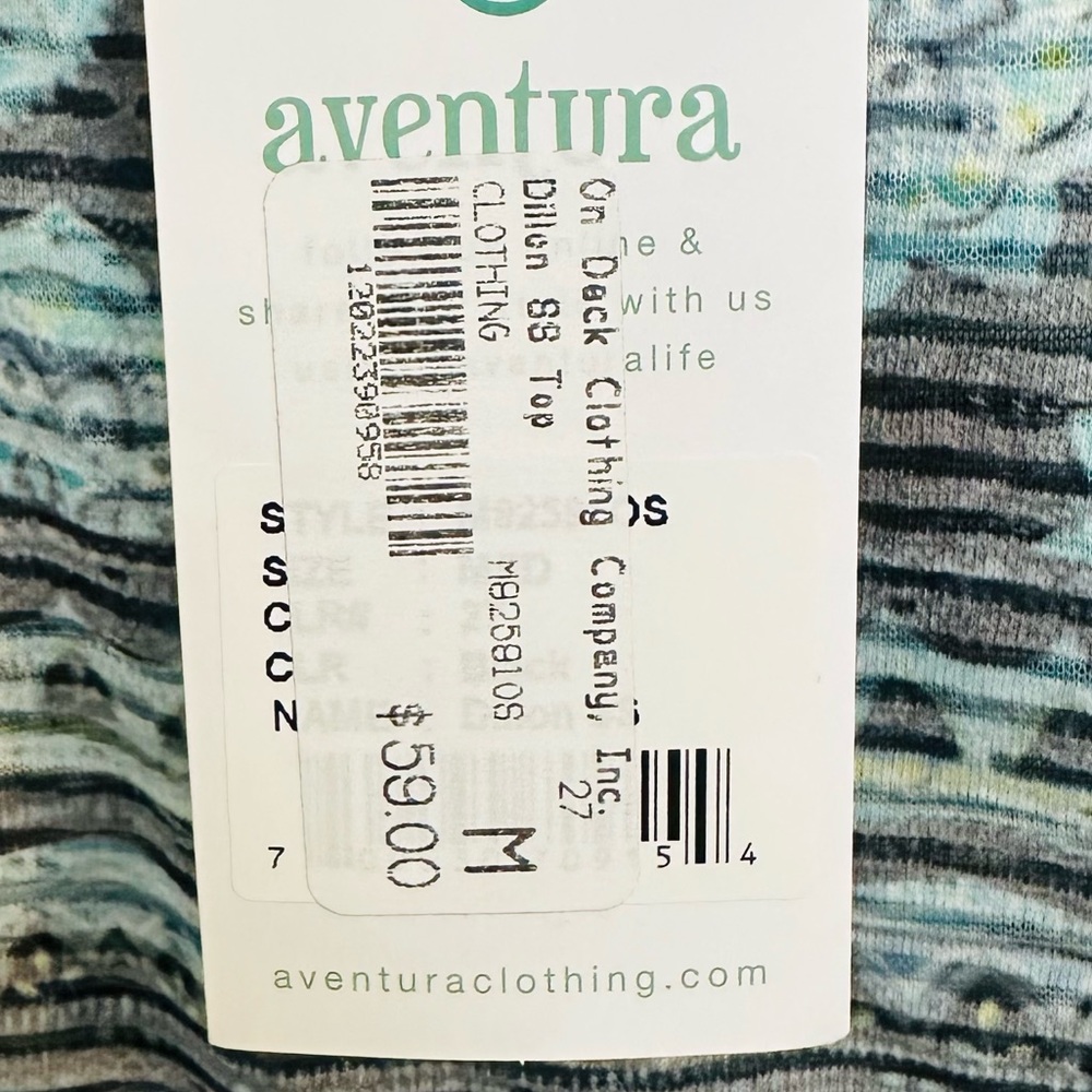 NWT Aventura Short Sleeve Patterned Tee in Blue and Gray - Picture 4 of 8